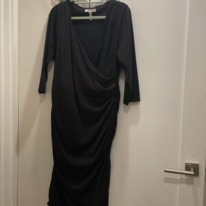 Bravissimo Black dress, ruched on the sides,SLIMMING,Stretch Sz 14 Rsc, Sexy
